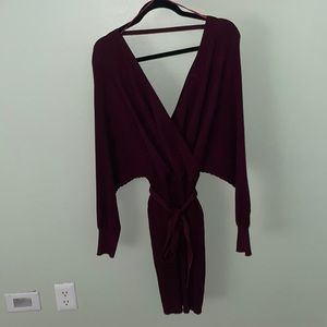 Burgundy love tree dress. Tie at waist size L